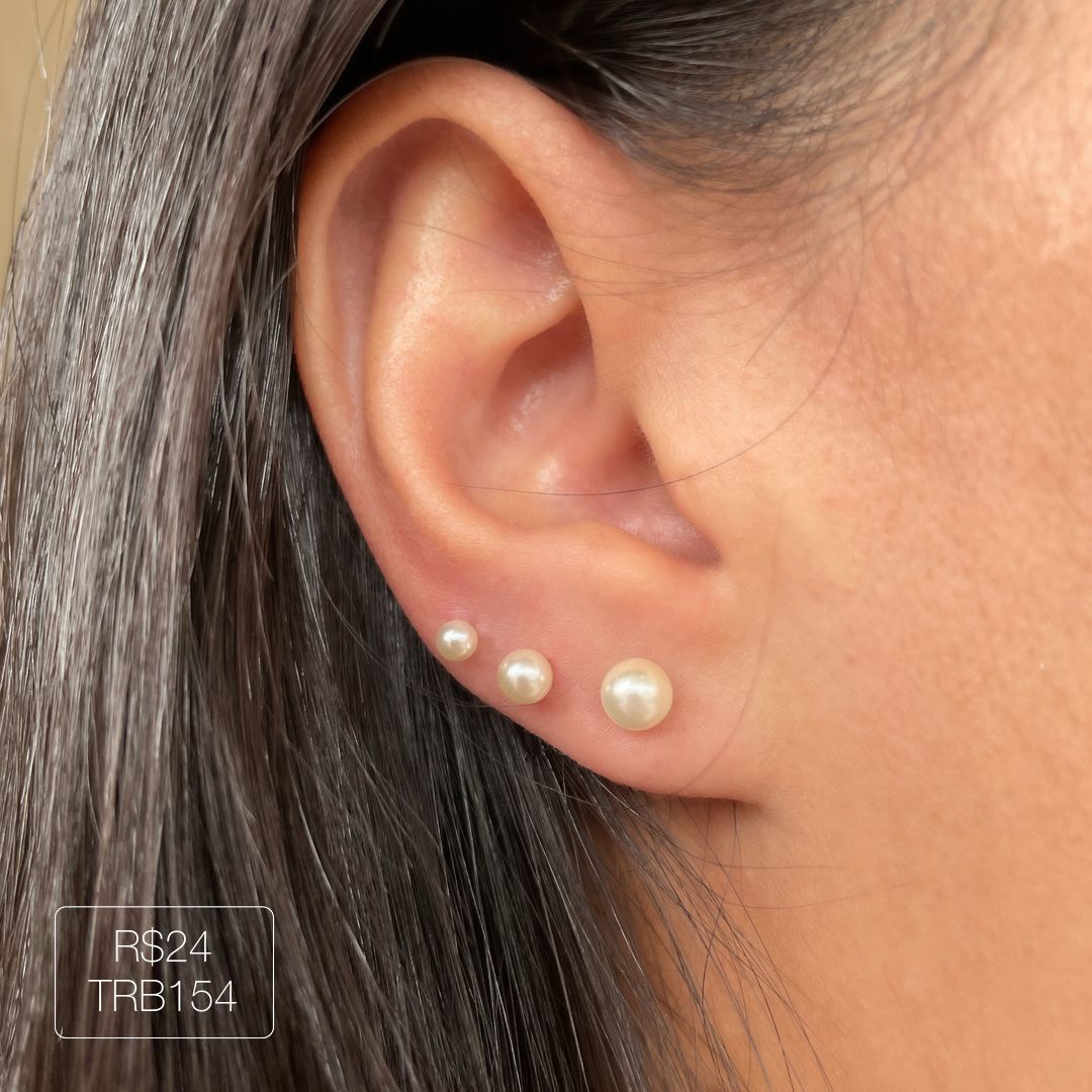 Trio de Brinco de Pérola Dourado